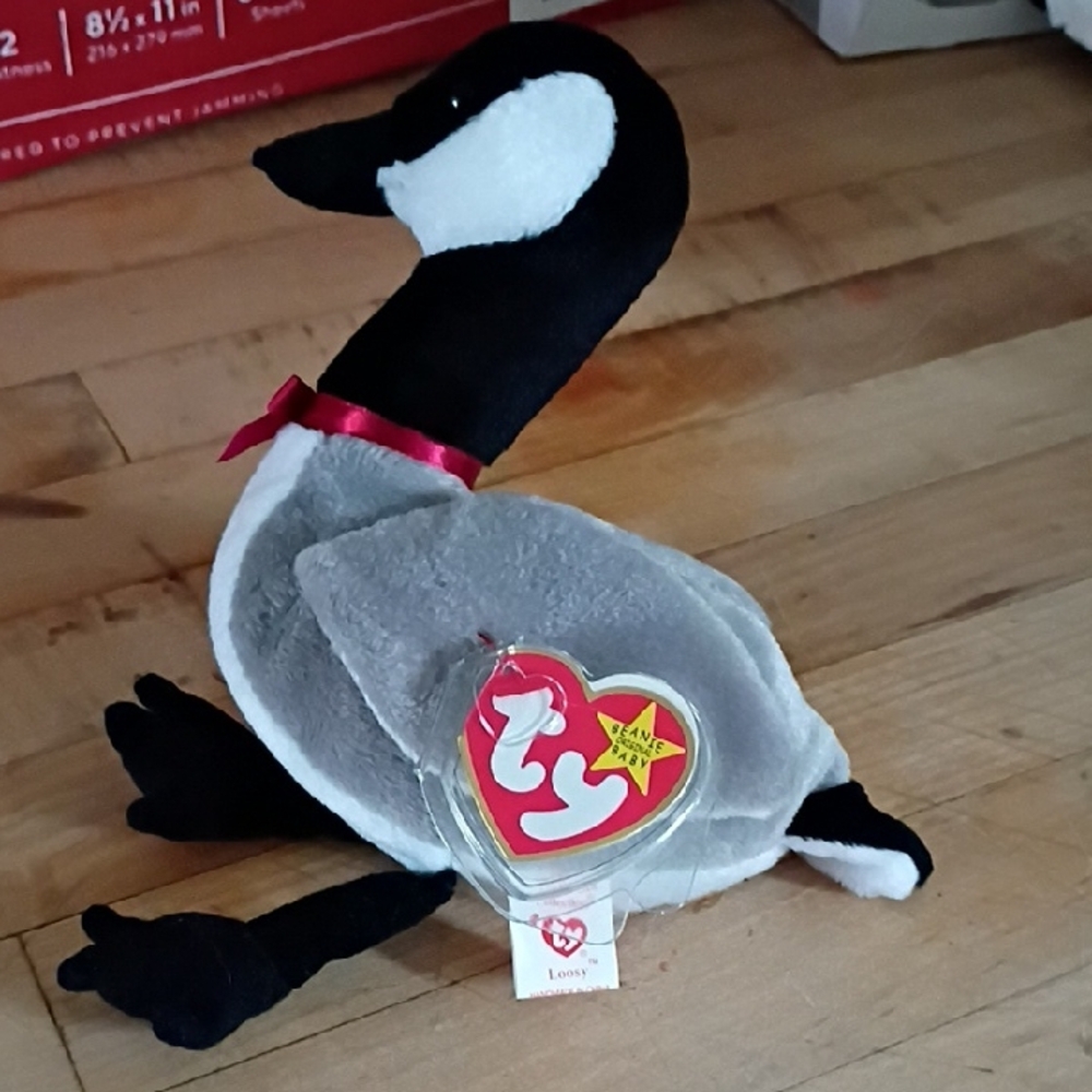 Ty Goose Plush with Red Ribbon